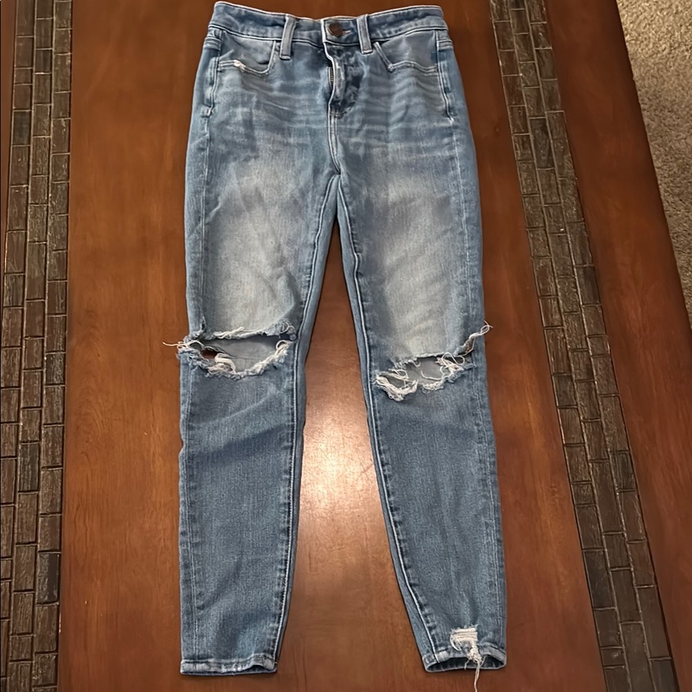 Women's Distressed Blue Jeans